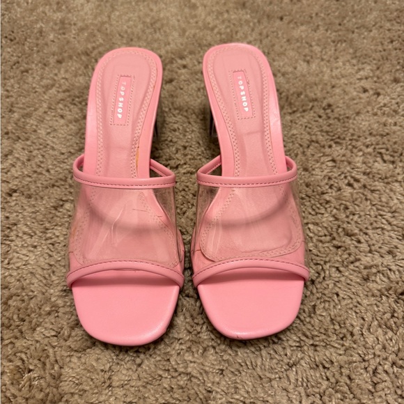 Topshop Pink Dusty Transparent Mules Size 6 - Picture 2 of 3